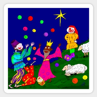 Juggling Wise Men And Clown Shepherds Sticker